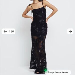 River Island Black Floral Lace Bodycon Midi Dress